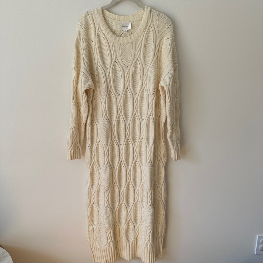 Line & Dot Ivory Cable-Knit Maxi Dress